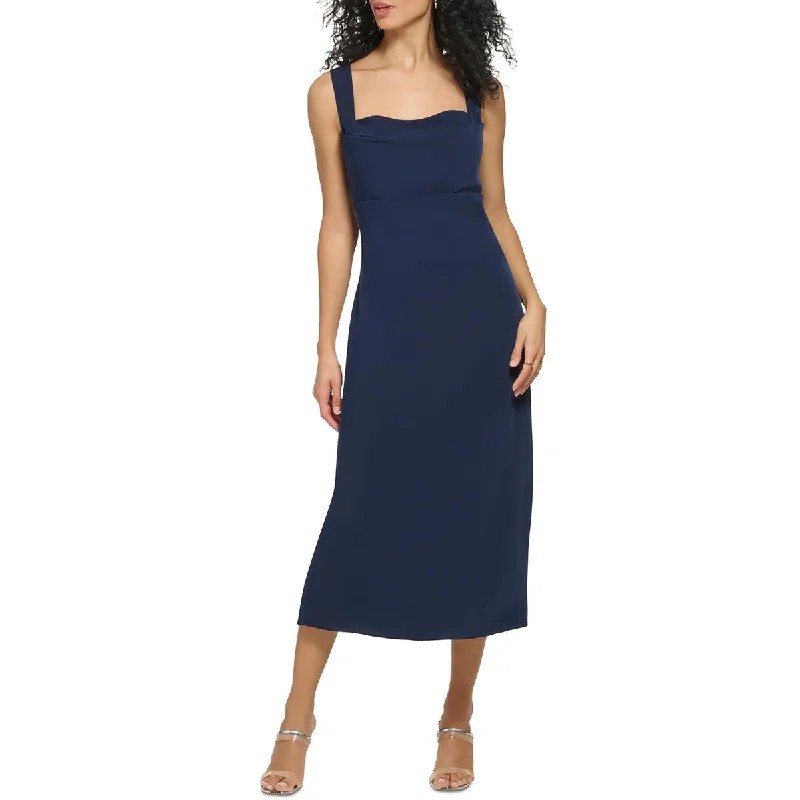 End Of Season Sale DKNY Womens Sleeveless Draped Neck Midi Dress