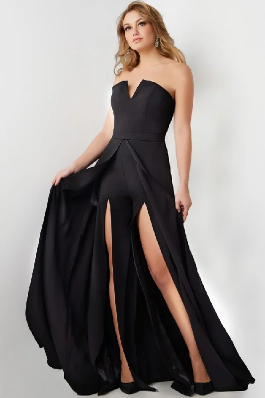 Versatile Outfits Jovani 23150 High Slit Long A Line Formal Jumpsuit