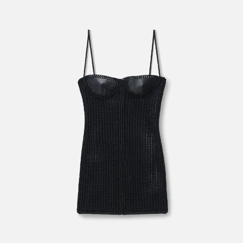 Unleash Your Fashion Alexander Wang Knit Mini Dress with Leather Bust - Black