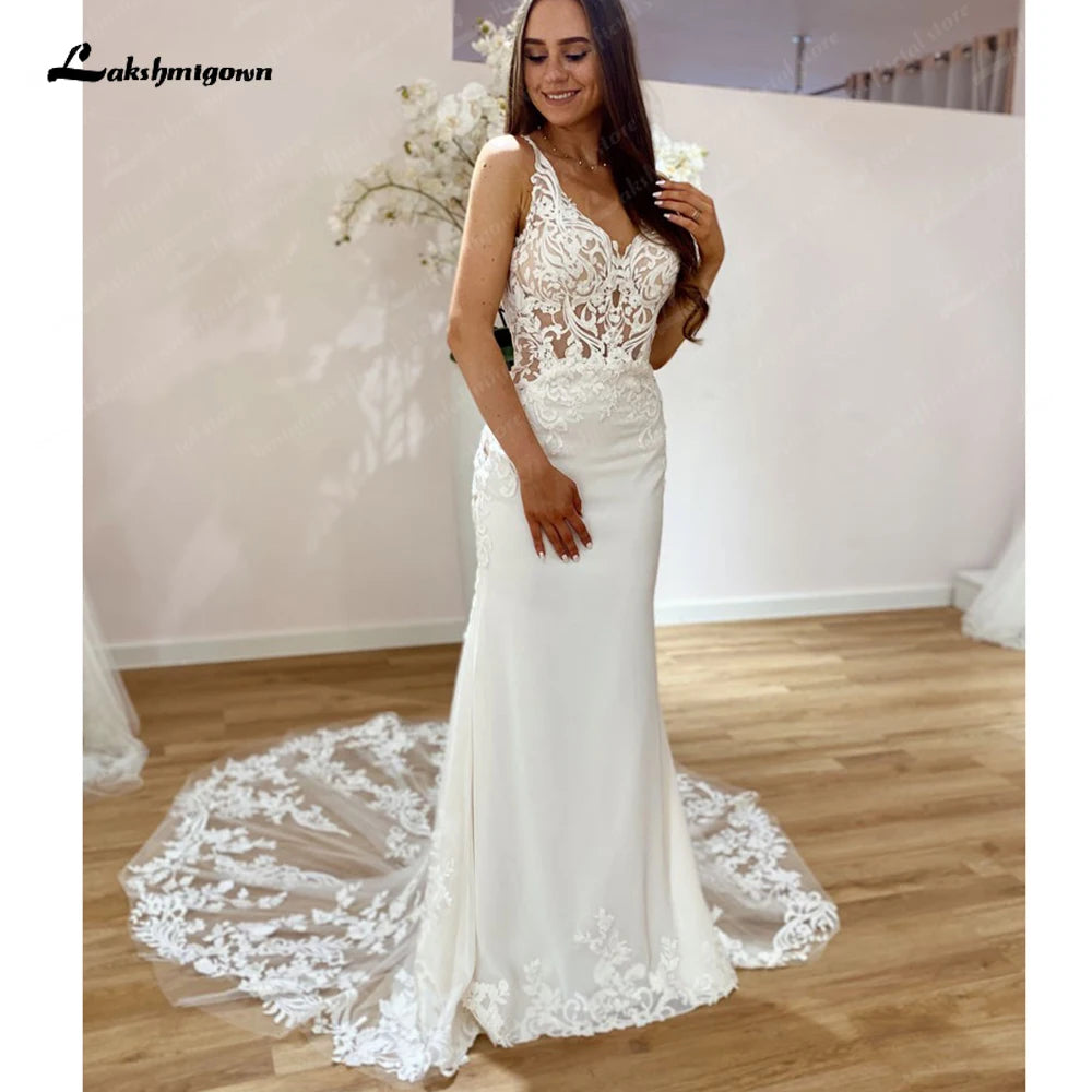 Crazy Price Slashing Roycebridal Lace Crepe Mermaid Wedding Dress Vestidos Civil Boho Bridal Gowns Cut Out Long Train 2025 vestidos para mujer Crazy Price Slashing Roycebridal Lace Crepe Mermaid Wedding Dress Vestidos Civil Boho Bridal Gowns Cut Out Long Train 2025 vestidos para mujer