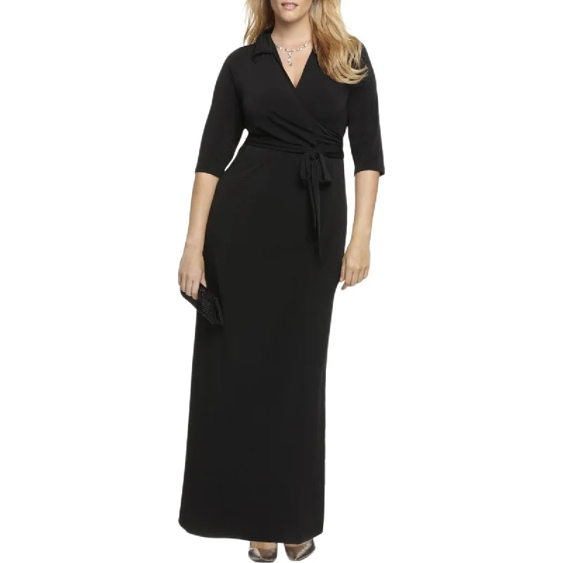 Forward Trendsetter NY Collection Womens Plus Faux-Wrap A-Line Maxi Dress