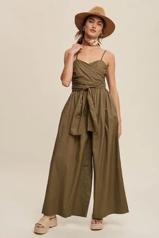 Stylish Women's Apparel Wrap Around Wide Pant Jumpsuit