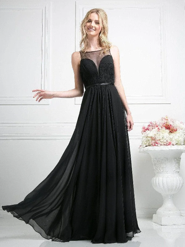 Exclusive Sale Ladivine 7458 - Illusion Chiffon Empire Waist Gown