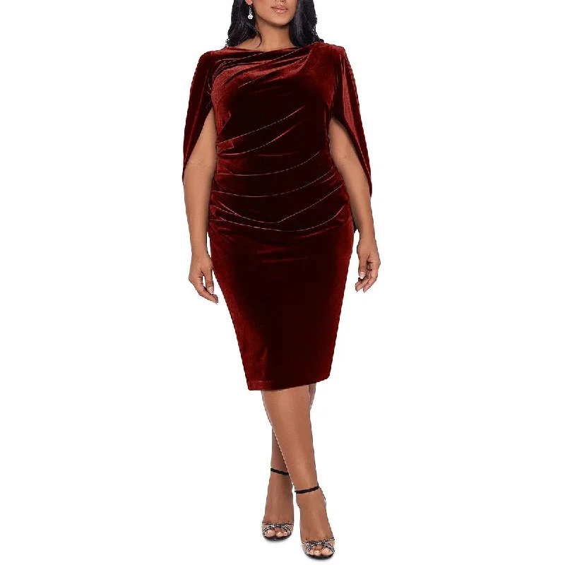 Style Your Wardrobe Betsy & Adam Womens Plus Velvet Cape Back Midi Dress