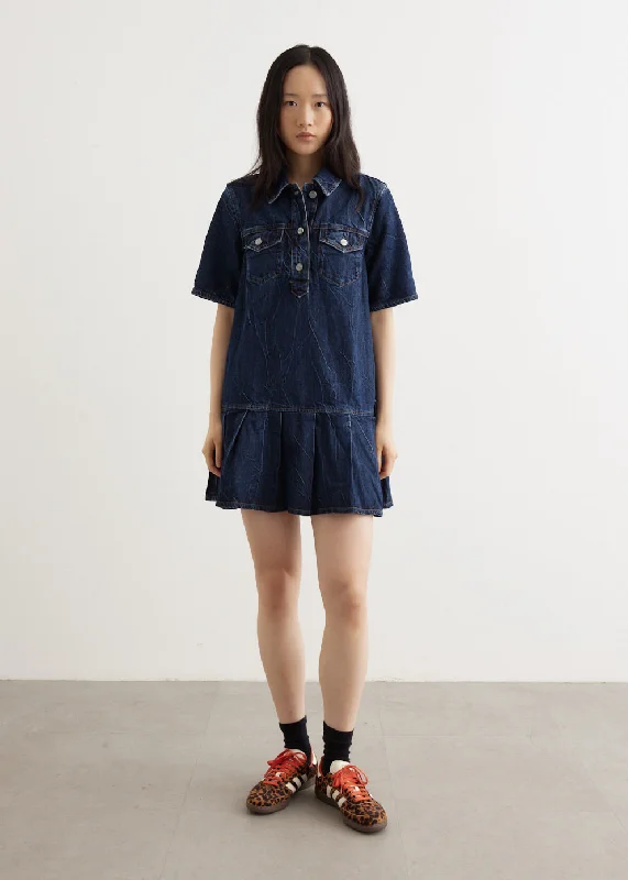 Affordable Fashion for Women Crinkled Future Denim Mini Dress