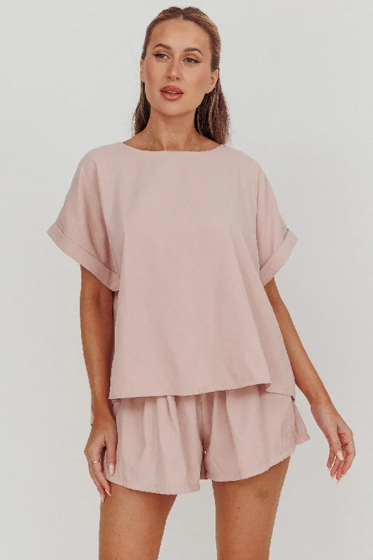 Clothing Online Yuna Pleat Back Boxy Tee Blush