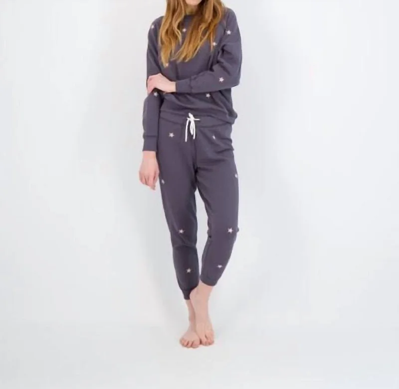 Effortless Chic for Women Dune Lounge Pants With Stars In Charcoal/pink