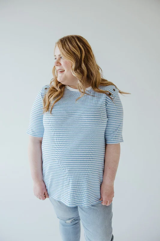 Plus Size Women’s Fashion TEXTURED STRIPE TEE WITH GROMMET DETAILS