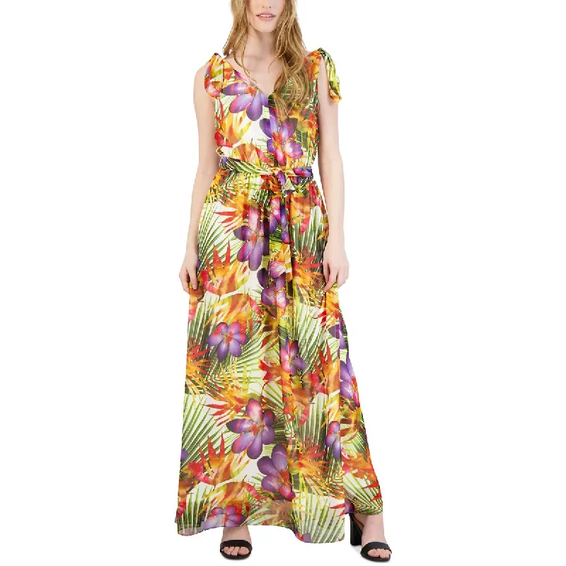 Trendy And Individual Women's Fashion Donna Ricco Womens Printed Belted Maxi Dress