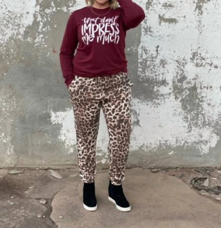 Online Boutique Stores Leopard Jogger In Brown