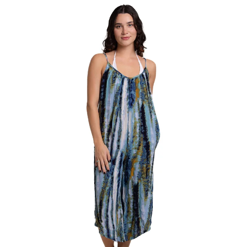 Trendy Outfits For Ladies J Valdi Cascada Flowy Jumpsuit Cover Up - Blue Multi