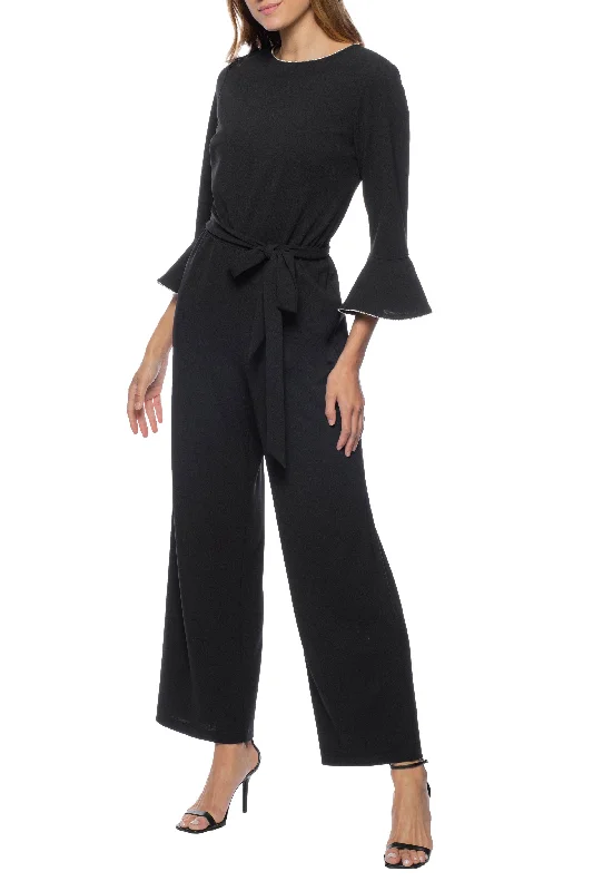 Trendy And Individual Women's Fashion Marina  Embellished Boat Neck Crepe Jumpsuit