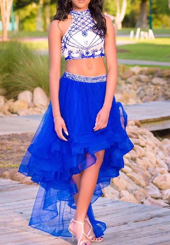 Chic & Cozy Apparel Women High Low Prom Dresses Short Cocktail Gowns Girls Beads Homecoming Dresses Short Graduation Dress YHD107