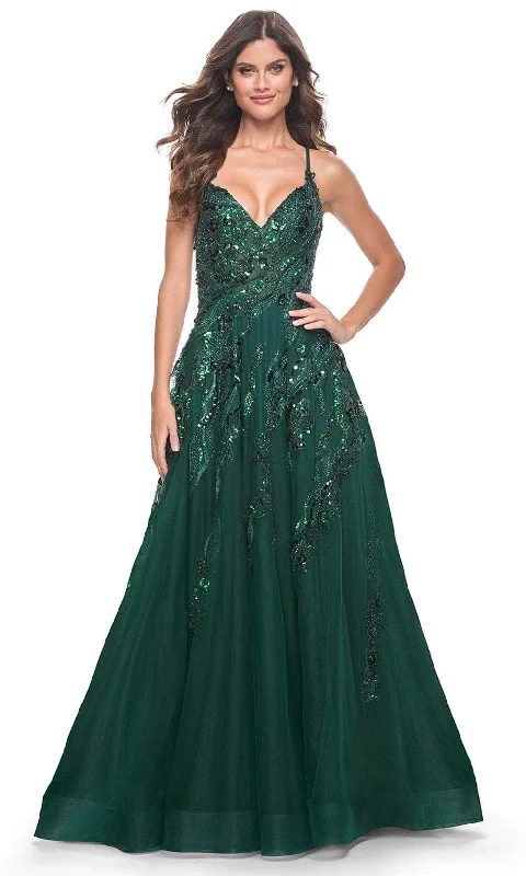 Casual Fashion for Women La Femme 32346 - Beaded V-Neck Prom Gown