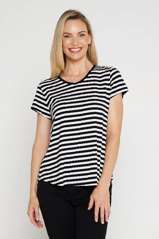 Women’s Clothing for All Occasions Alison Bamboo Tee - Black/White Stripe