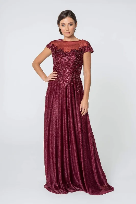 Style Upgrade Elizabeth K - GL2828 Embellished Lace Bateau Chiffon A-line Gown