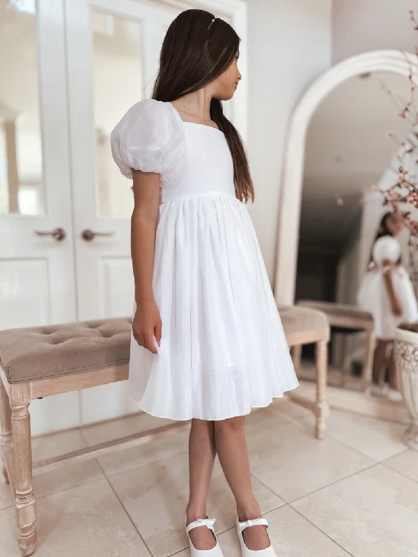 Trendy Threads Lucy Girls Knee Length White Dress