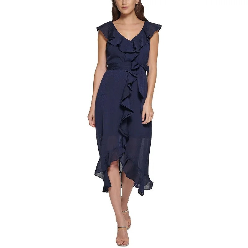 Fashion Sale DKNY Womens Ruffled Mid-Calf Midi Dress