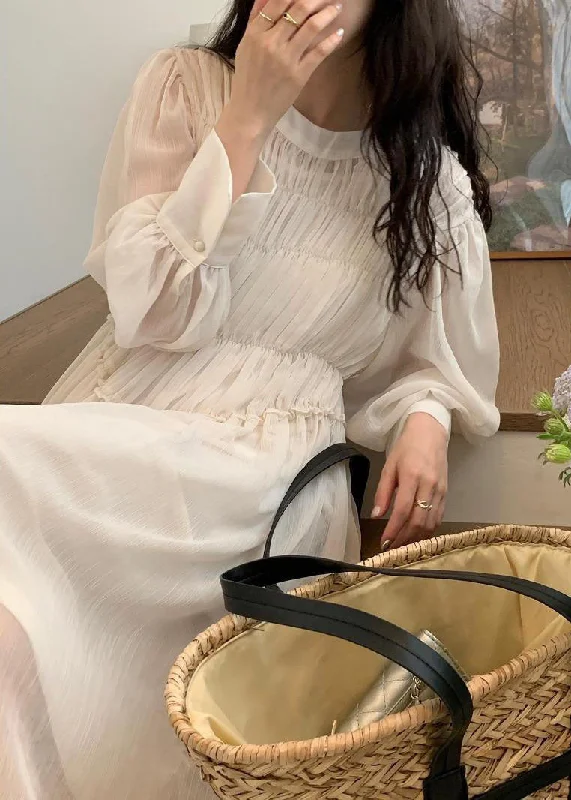 Hurry Before It's Gone Fashion White Wrinkled Patchwork 2 Piece Outfit Chiffon Dress Spring