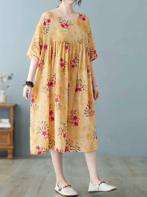 Break Fashion Norms World Around Me Printed Floral Smock Dress