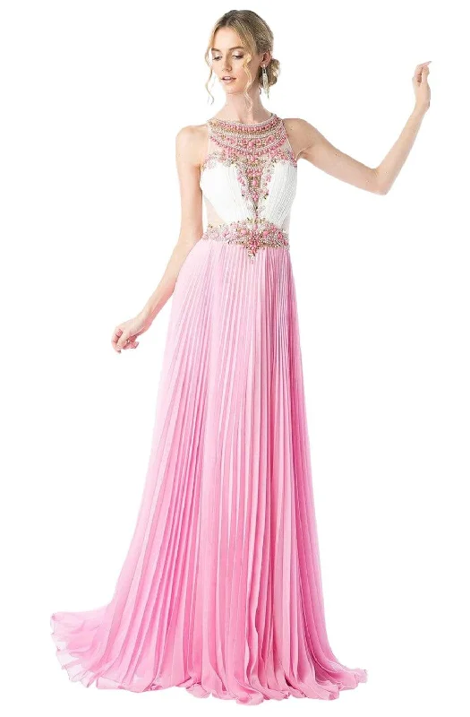 Style Redefined Cinderella Divine - CR742 Jewel-Ornate Pleated A-Line Gown