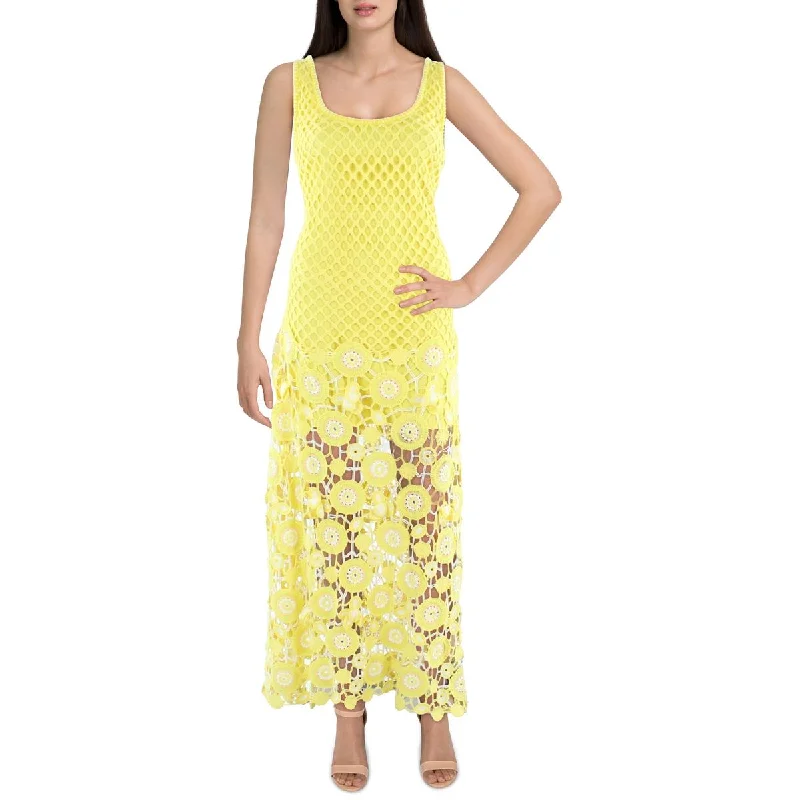 Stylish Statements Jonathan Simkhai Womens Samilla Crochet Semi-Sheer Maxi Dress