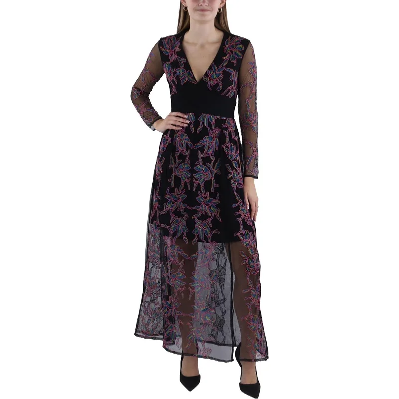 Gorgeous Glamour Collection French Connection Womens Emilia V-Neck Embroidered Maxi Dress