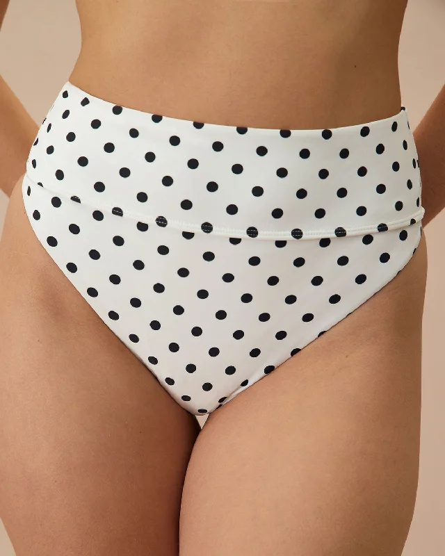 Chic Casual Wardrobe Essentials The White Polka Dot High Waist Bikini Bottom