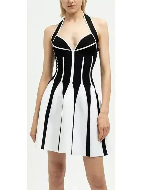 Elegant Attire For The Modern Lady Halterneck Knit Mini Dress