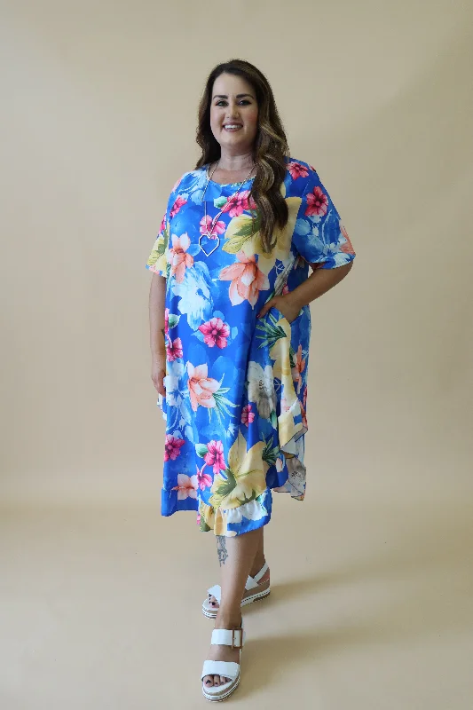 Style Versatile Women's Collection Angie Floral Dress in Royal Blue