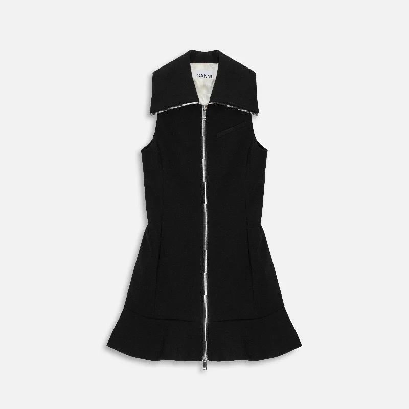 Odd Size Clearance Sale Ganni Bonded Crepe Mini Dress - Black