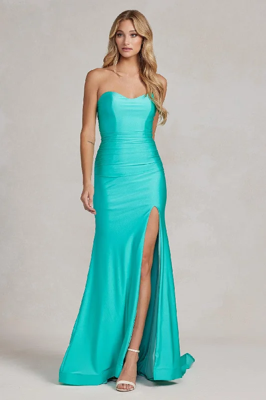 Elegant Style Nox Anabel T1139 Sexy Long Strapless Formal Prom Gown Atlantic Blue