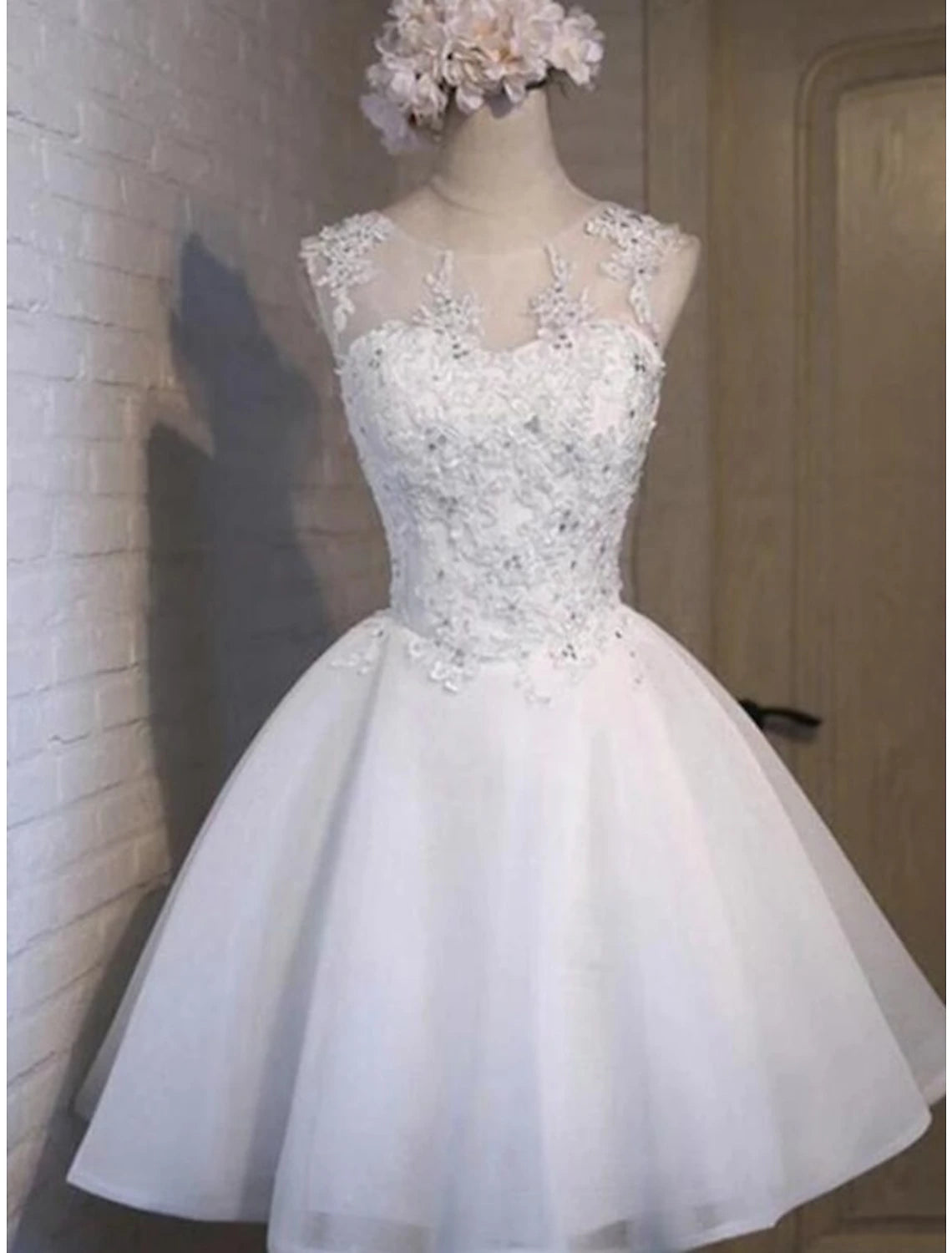 Fashionable Women’s Wardrobe A-Line Homecoming Dresses Floral Dress Holiday Graduation Short / Mini Sleeveless Jewel Neck Tulle with Appliques Fashionable Women’s Wardrobe A-Line Homecoming Dresses Floral Dress Holiday Graduation Short / Mini Sleeveless Jewel Neck Tulle with Appliques