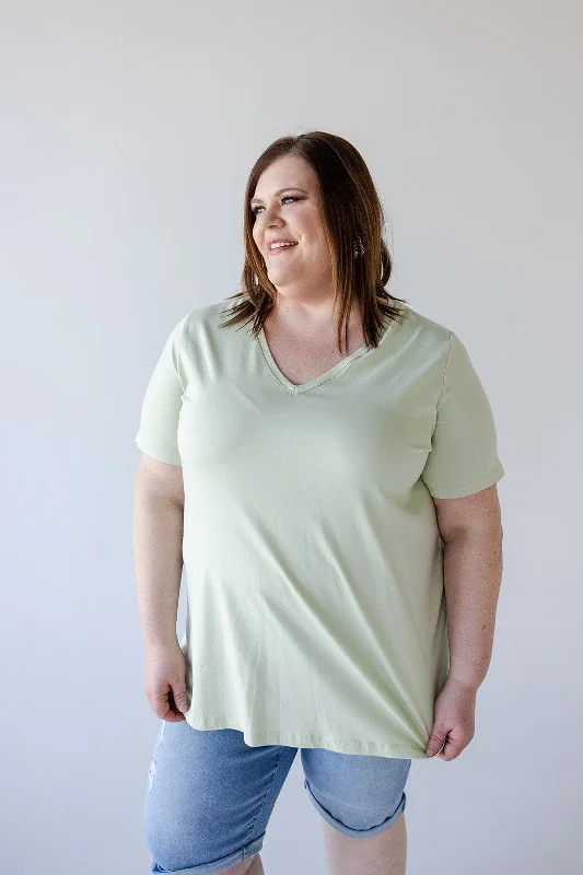 Limited Time Offers BASIC V-NECK TEE WITH SPARKLE IN PISTACHIO