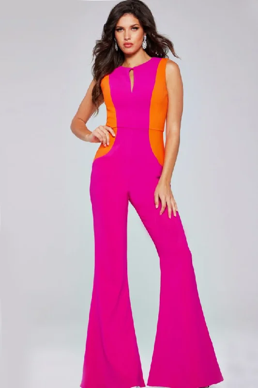 Trendy Women's Wear Jovani 42801 Long Fit Formal High Neck Jumpsuit