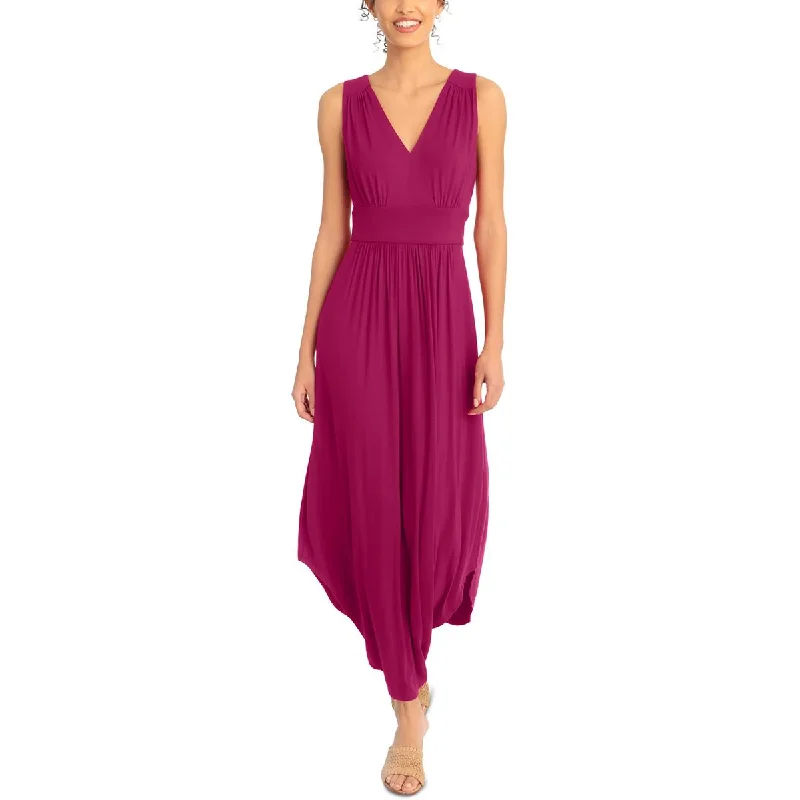 Chic Trends Unveiled London Times Womens V-Neck Shirred Maxi Dress