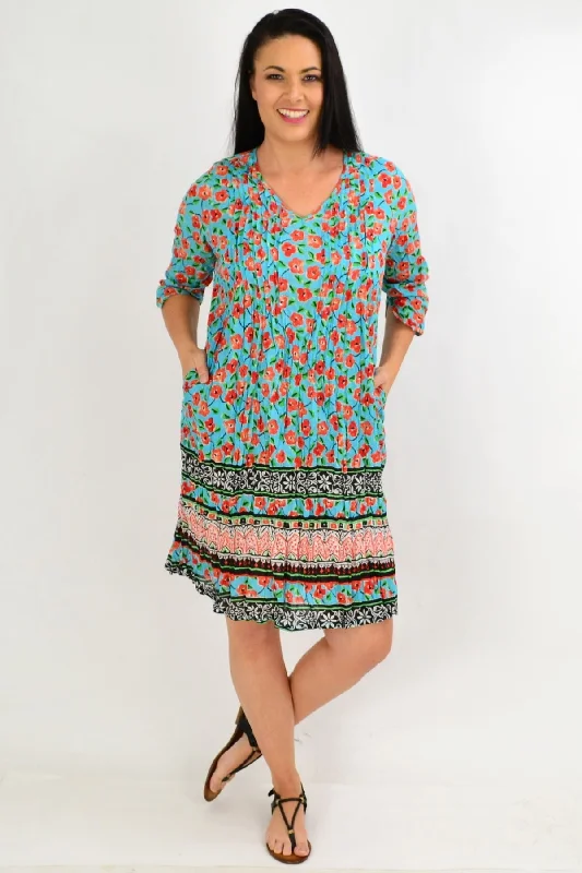 Fresh Styles, Fresh Deals Orange Floral Crinkle One Summer Tunic Dress