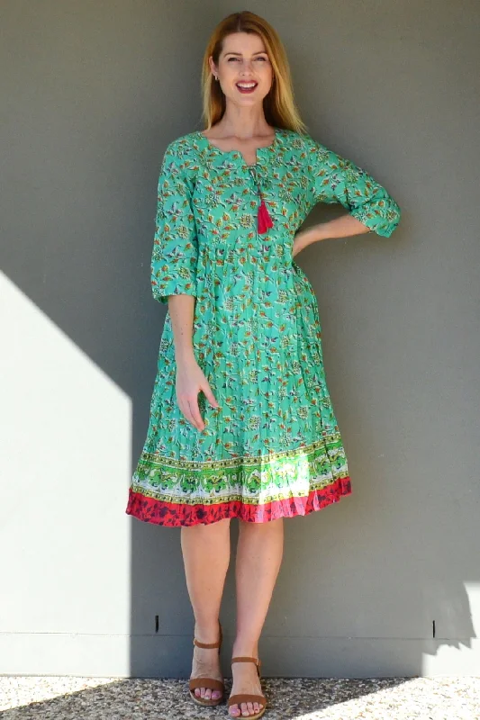 Cool Prices Green Floral Printed Tunic Dress