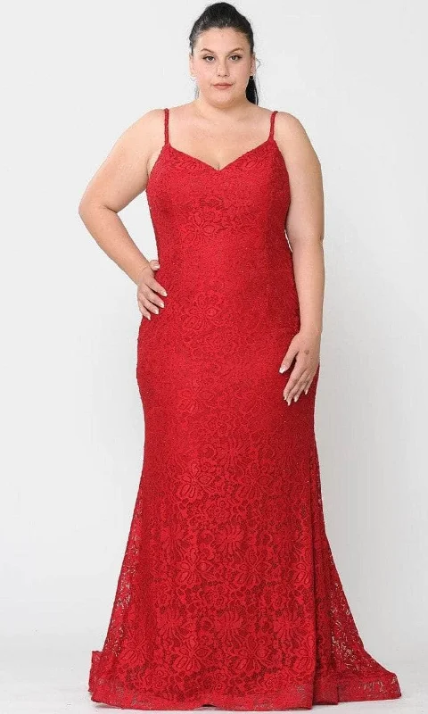 Trend Forward Women's Wear Poly USA W1090 - Beaded Lace Trumpet Evening Gown