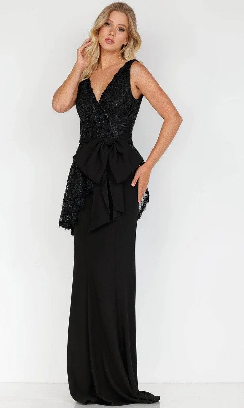 Trend Setting Wardrobe Terani Couture 2027E2938 - Lace V-Neck Peplum Evening Gown