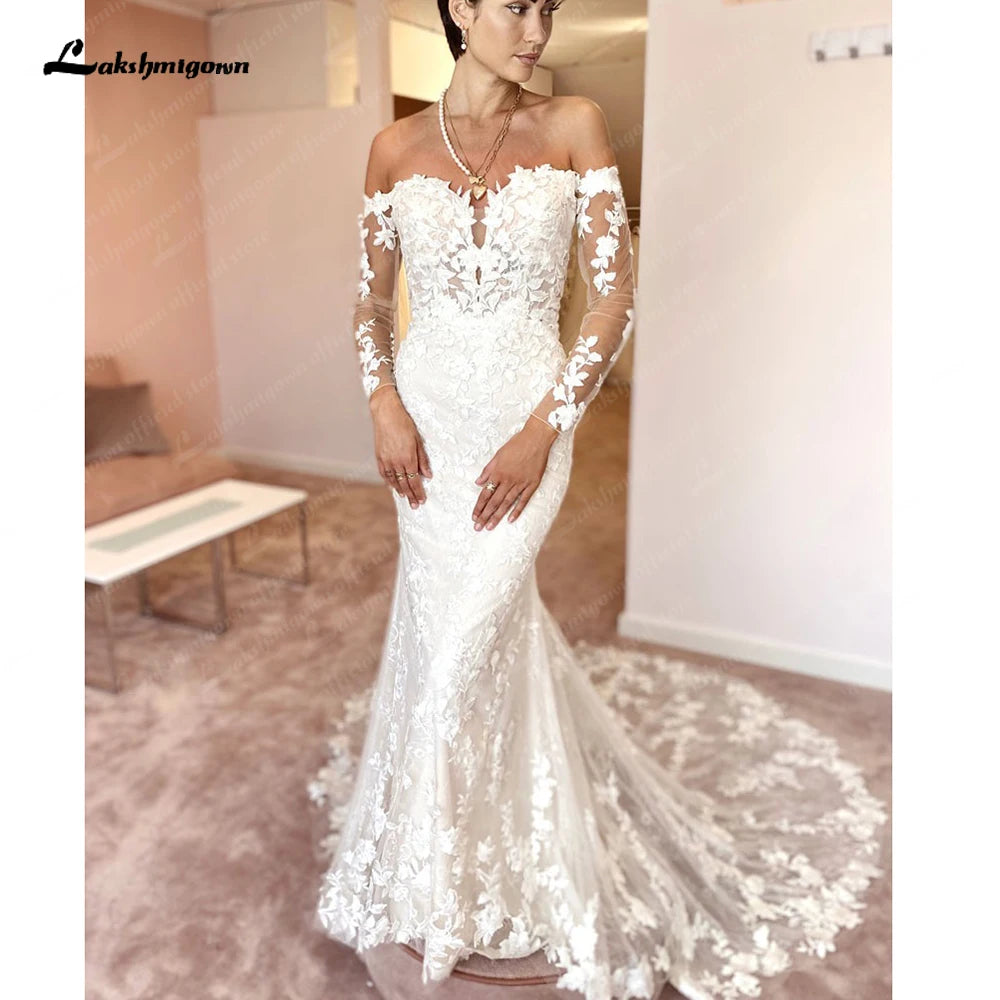 Limited Stock, Big Sale Roycebridal Long Sleeves Mermaid Boho Wedding Dress 2025 Off Shoulder Court Train Bridal Gowns vestidos para mujer Limited Stock, Big Sale Roycebridal Long Sleeves Mermaid Boho Wedding Dress 2025 Off Shoulder Court Train Bridal Gowns vestidos para mujer