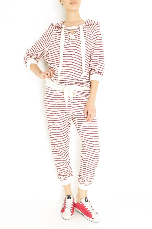 Snag Fabulous Fashion Bargains The Tie Sweatpant In Brick Red Stripe