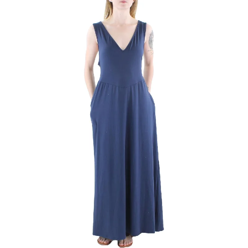 Style Breakthroughs 24seven Comfort Apparel Womens Solid V Neck Maxi Dress