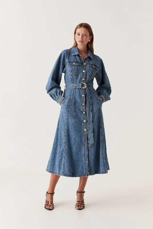 Ride The Style Wave Colorado Denim Midi Dress