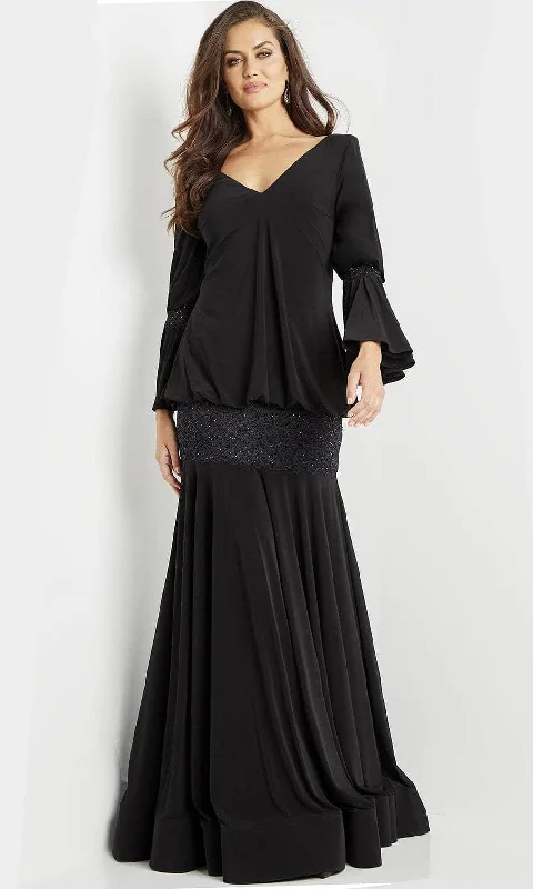 Trendy Styles Jovani 07811 - V-Neck Long Sleeve Evening Gown