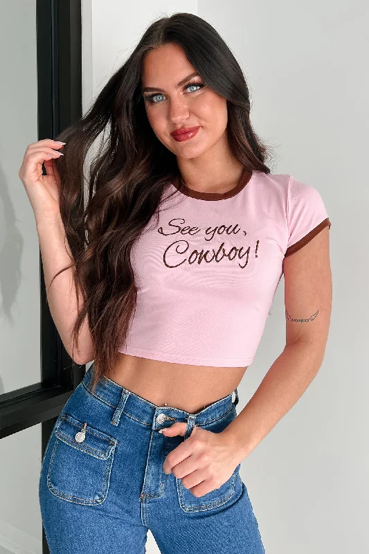 Clothing Sales "See You, Cowboy" Embroidered Tee (Strawberry)