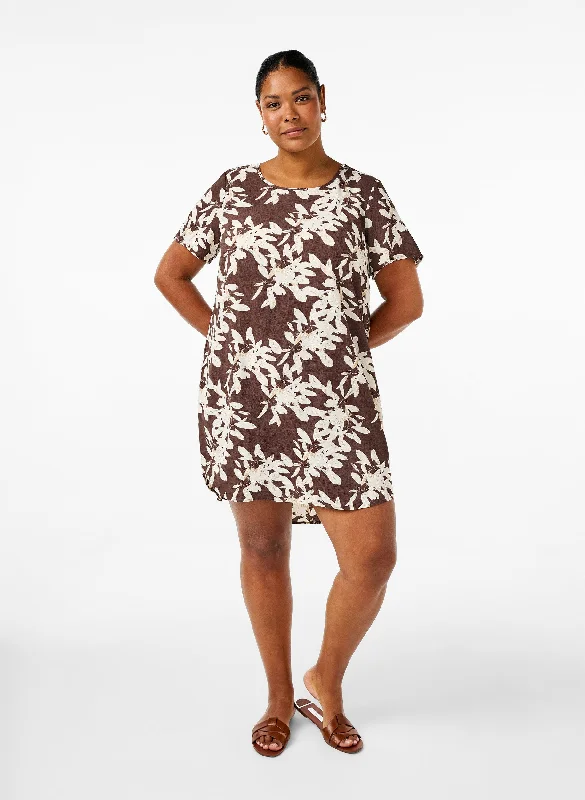 The Latest Trends Zizzi Anni Dress in Brown Floral Print