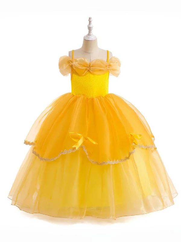 Additional Time-Limited Offers Princess Ball Gown Cold Shoulder Tiered Christmas Dresses for Girls