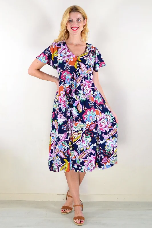 Seasonal Trends Navy Floral Garden Tunic Dress