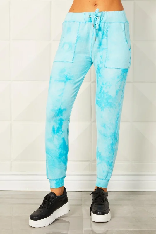 Vintage Women’s Fashion Soft Stretch Tie Dye Jogger In Surf